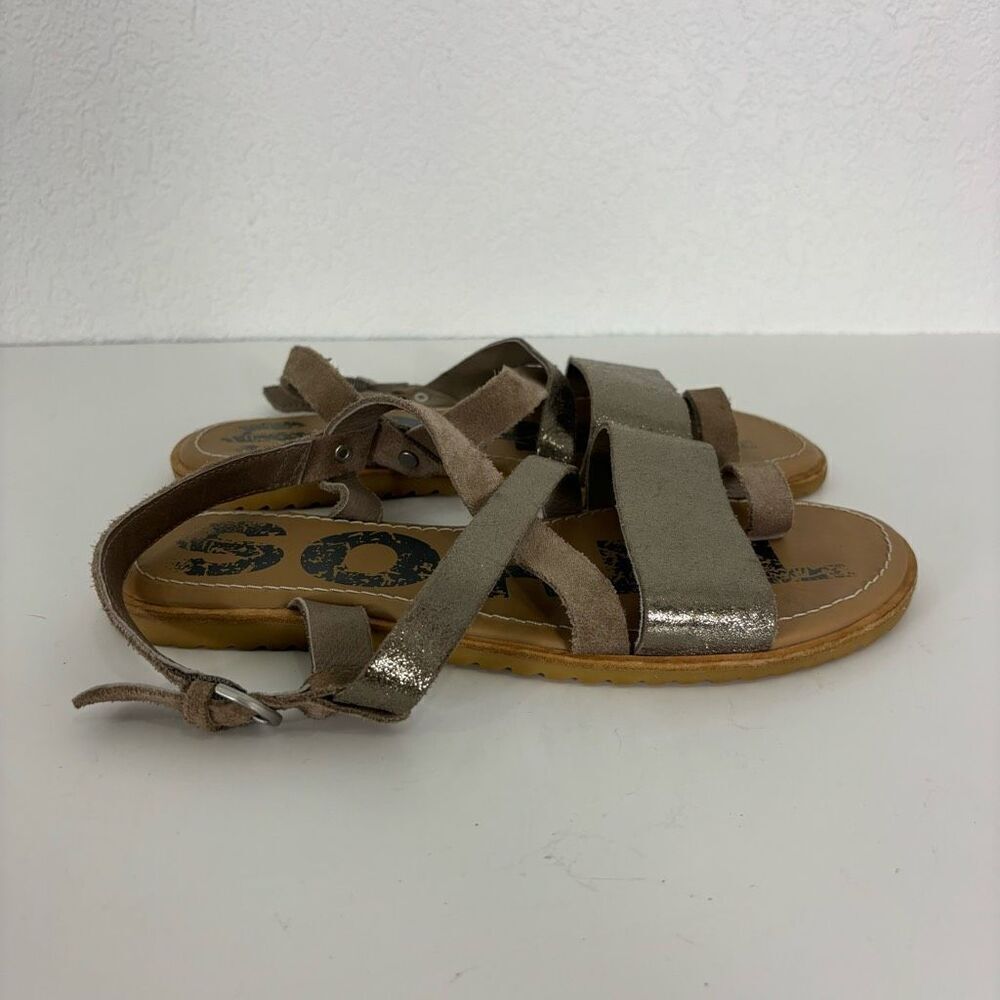 Sorel‎ Light Brown & Metallic Ella Leather Sandals Size 7